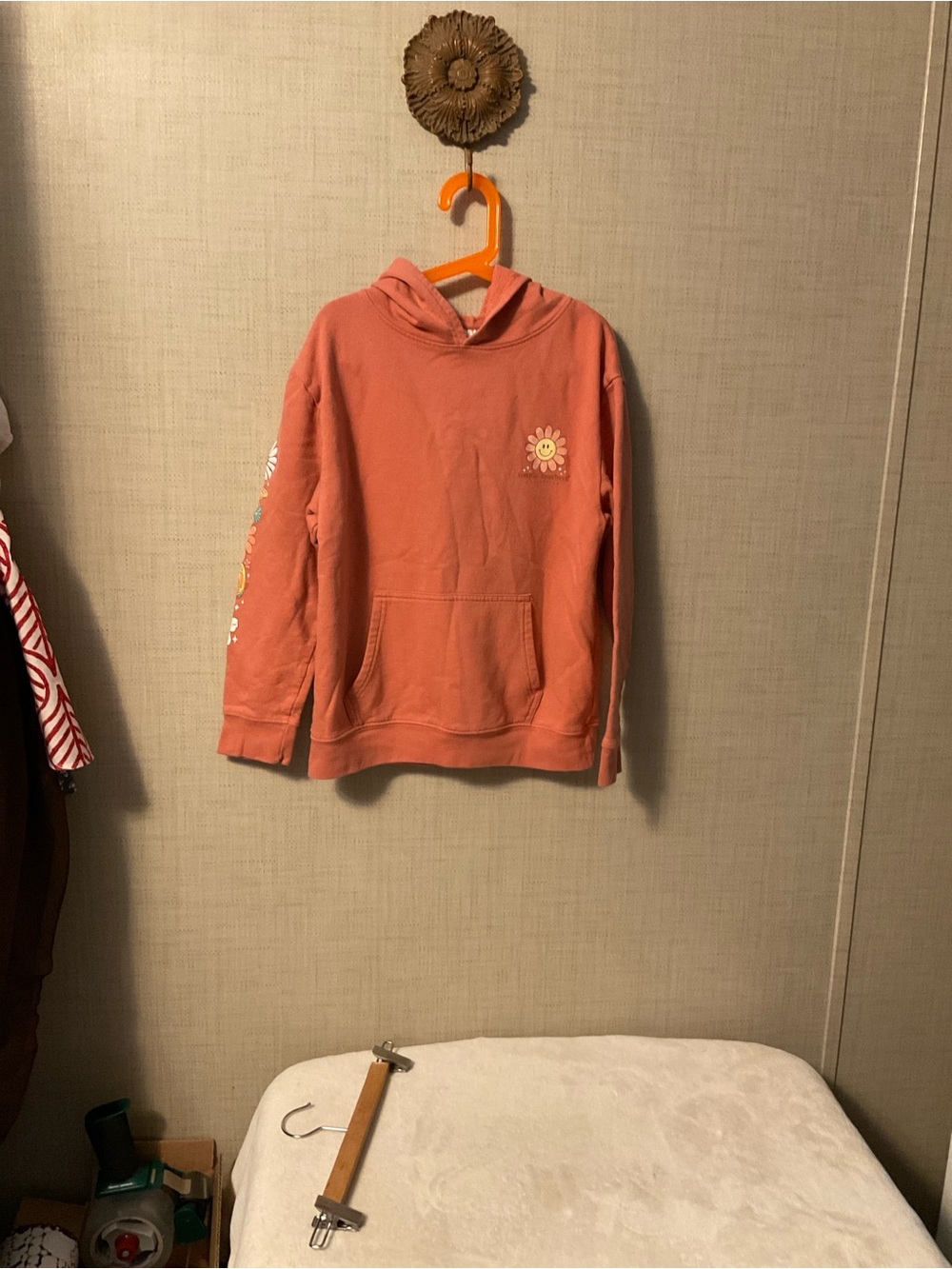 Simply Southern Coral Pullover Hoodie with Sunflower Motif